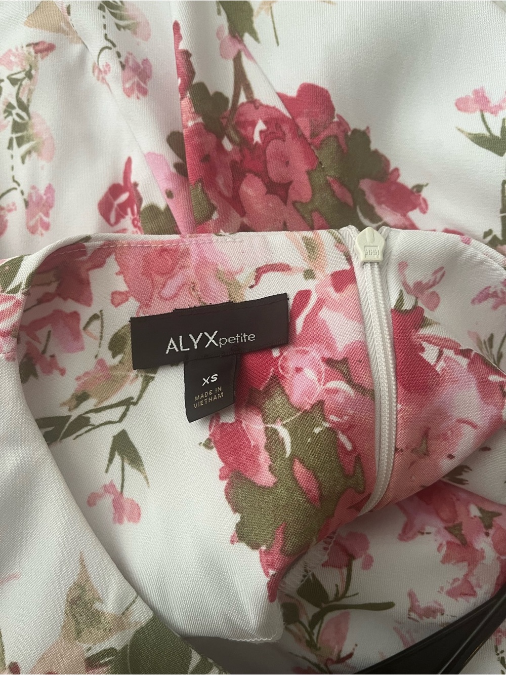 Floral Dress in White with Pink & Green Print